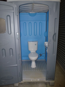 Standard Sewer Connected toilet that a plumber is required to hook up to services.
